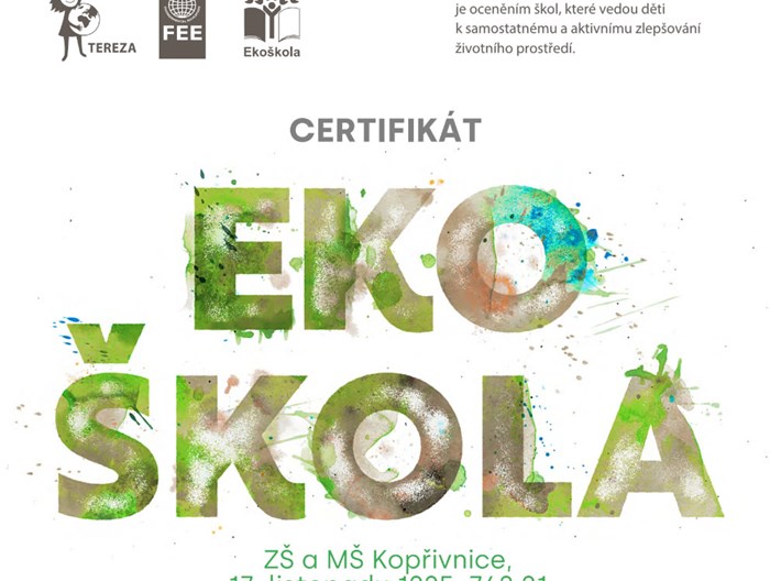 Mezinárodní certifikace Stříbrné cesty programu Ekoškola 2022 - 2025