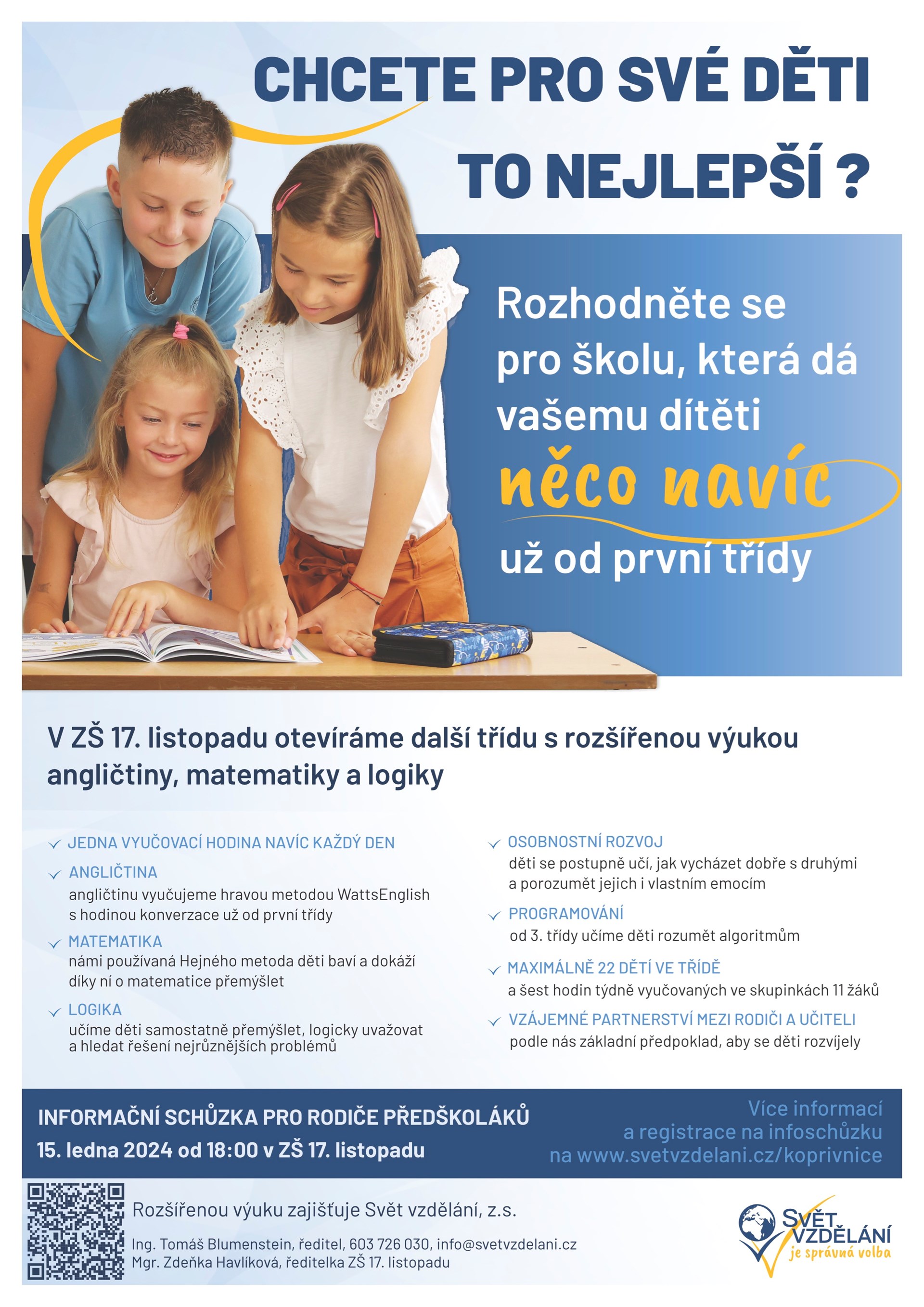 Otevíráme další třídu s rozšířenou výukou