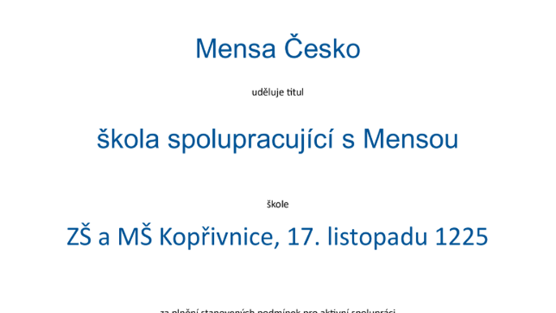 Škola spolupracující s Mensou