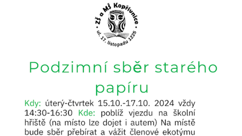 Podzimní sběr starého papíru