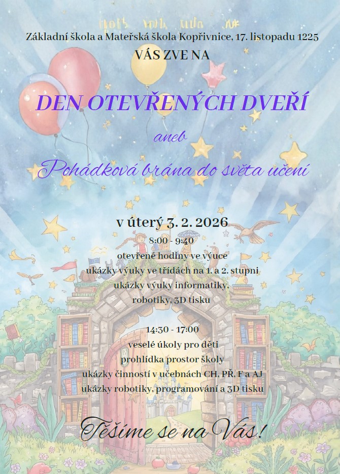 Den otevřených dveří a otevřené hodiny ve výuce