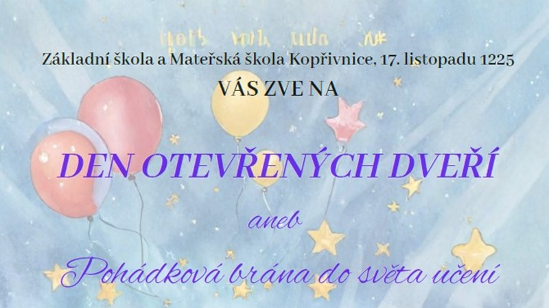 Den otevřených dveří a otevřené hodiny ve výuce