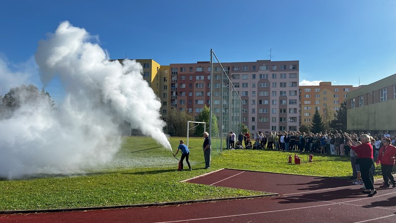 Cvičný poplach a ukázka hasicích přístrojů