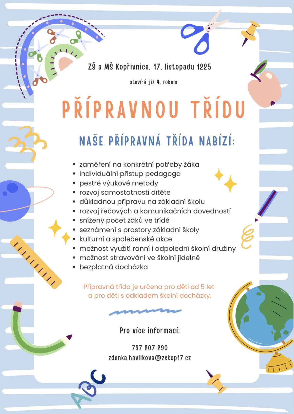 Informace k zápisu do přípravné třídy pro šk. rok 2026/2027